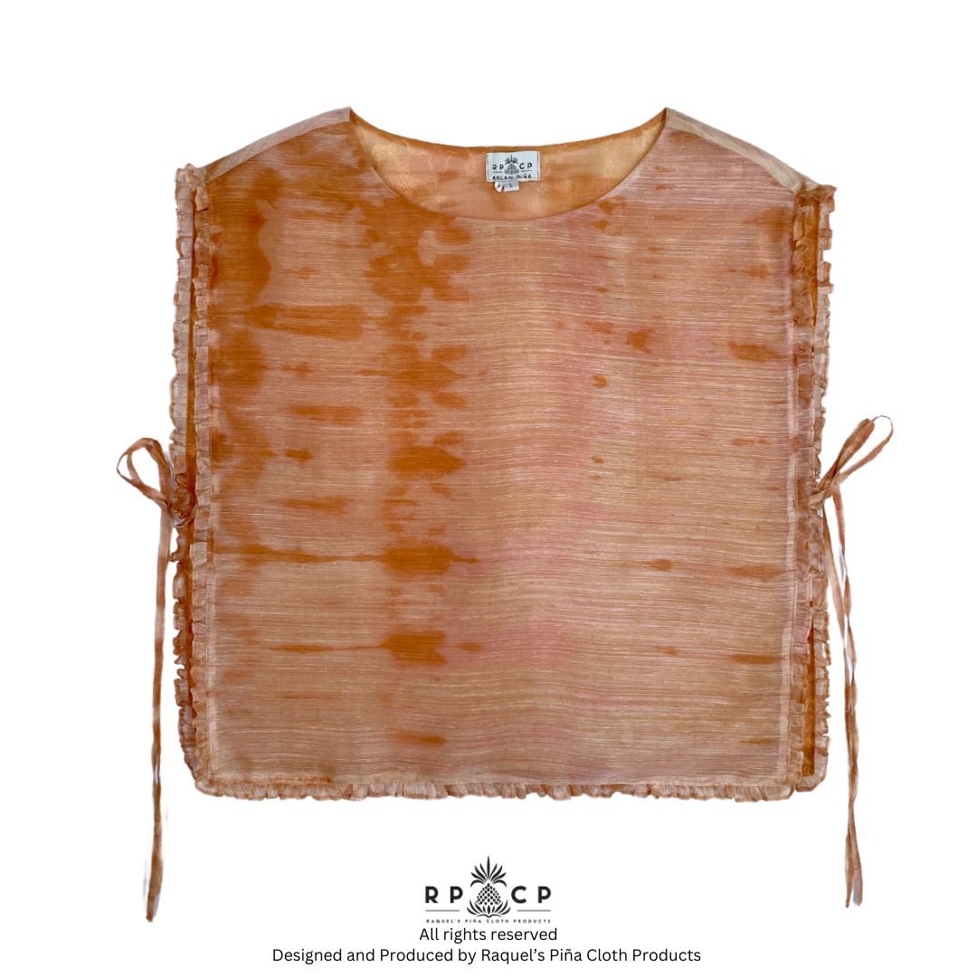 PIÑA PONCHO (MAHOGANY TIE-DYED)