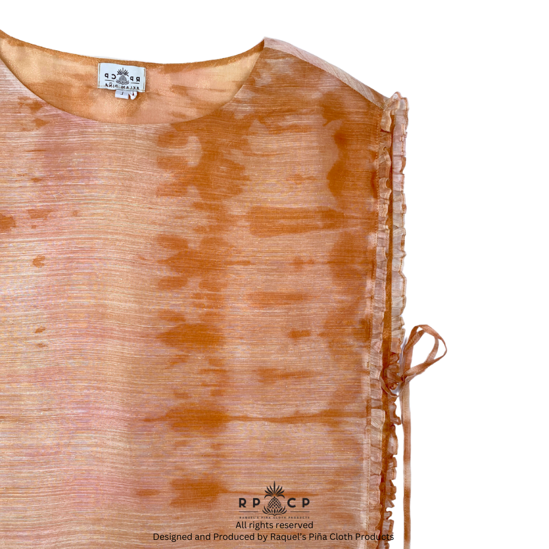 PIÑA PONCHO (MAHOGANY TIE-DYED)