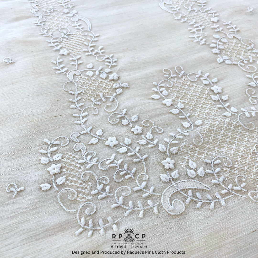 PIÑA SEDA HAND EMBROIDERED BARONG MATERIAL (HALF OPEN)