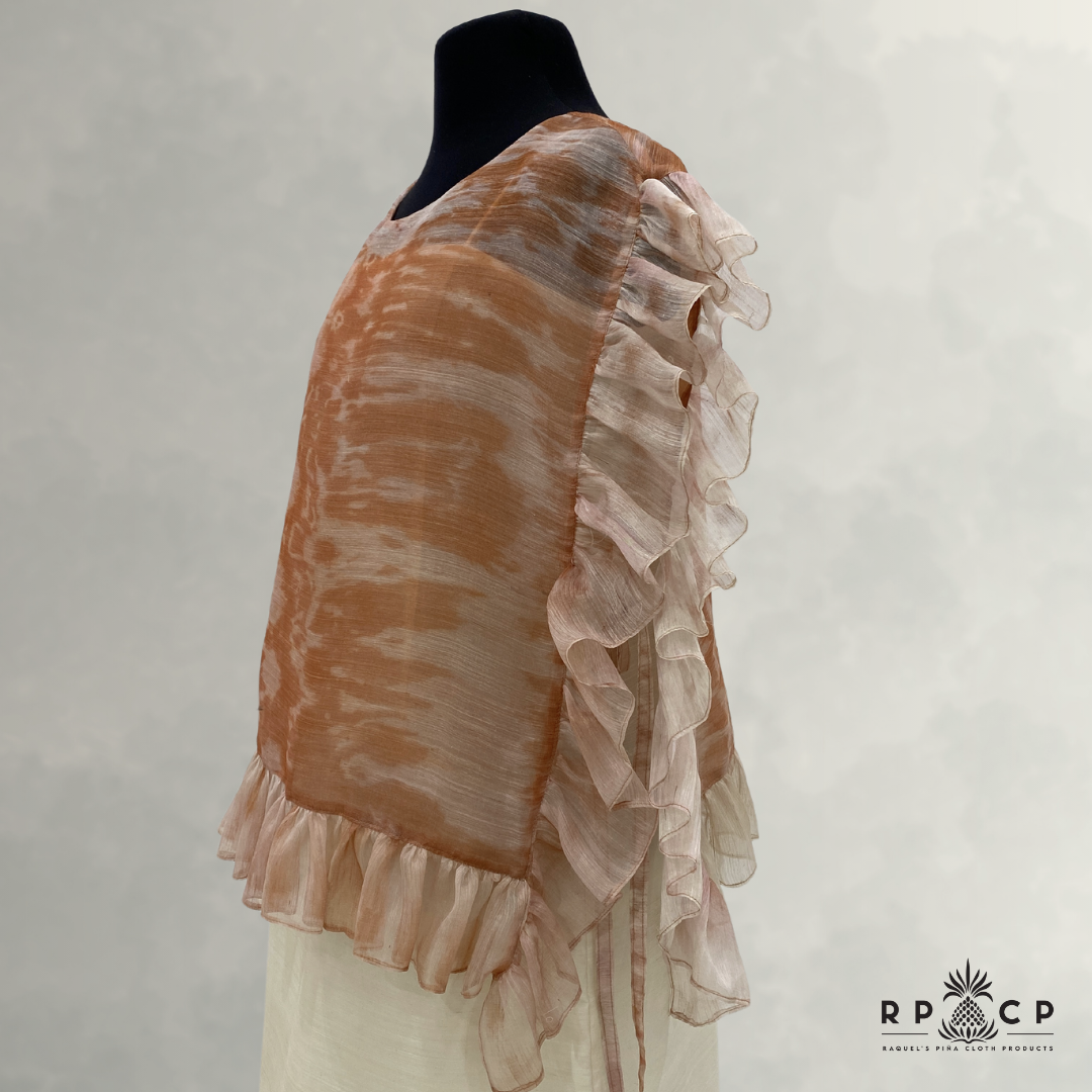 PIÑA PONCHO (MAHOGANY TIE-DYED)