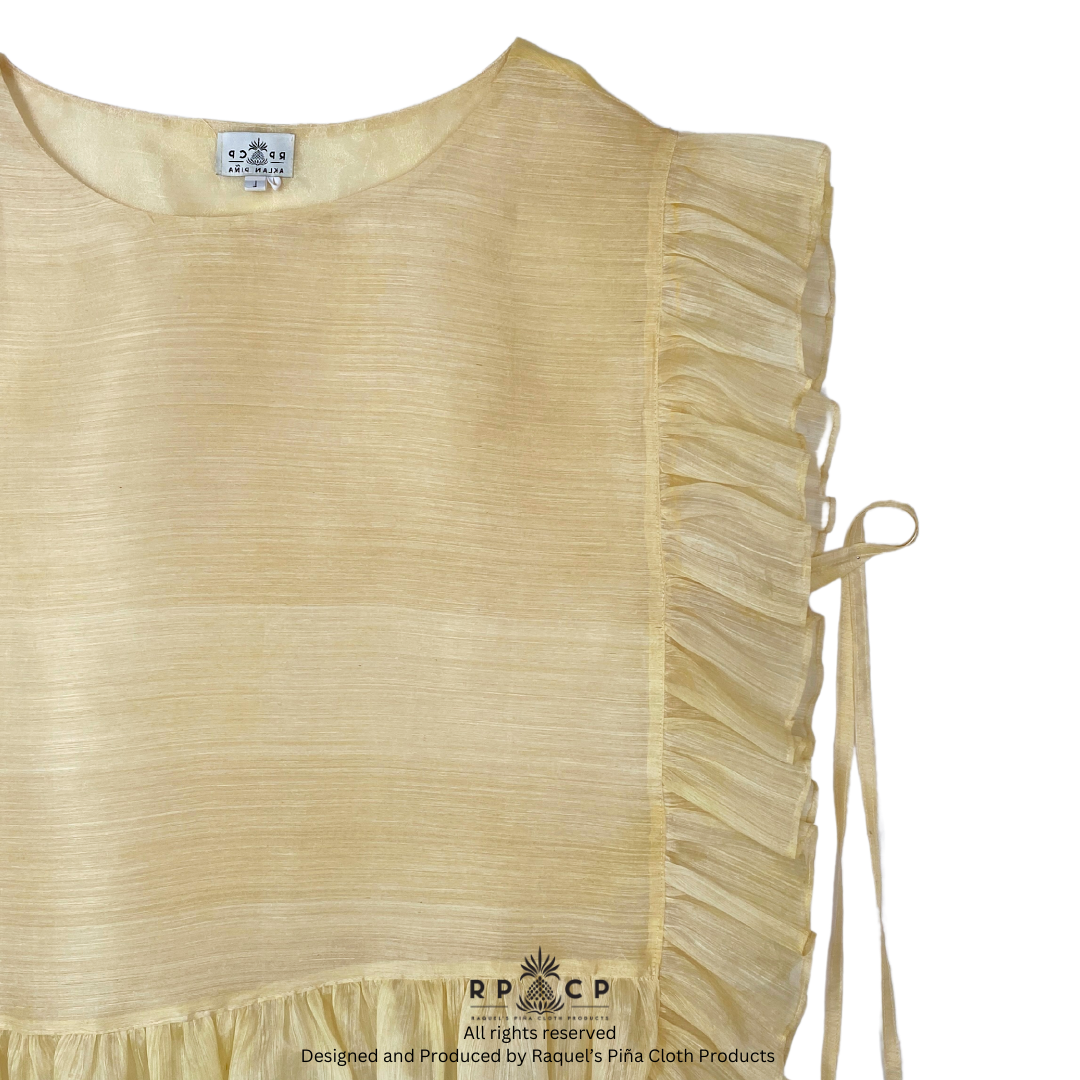 PIÑA PONCHO (TALISAY YELLOW DYED)