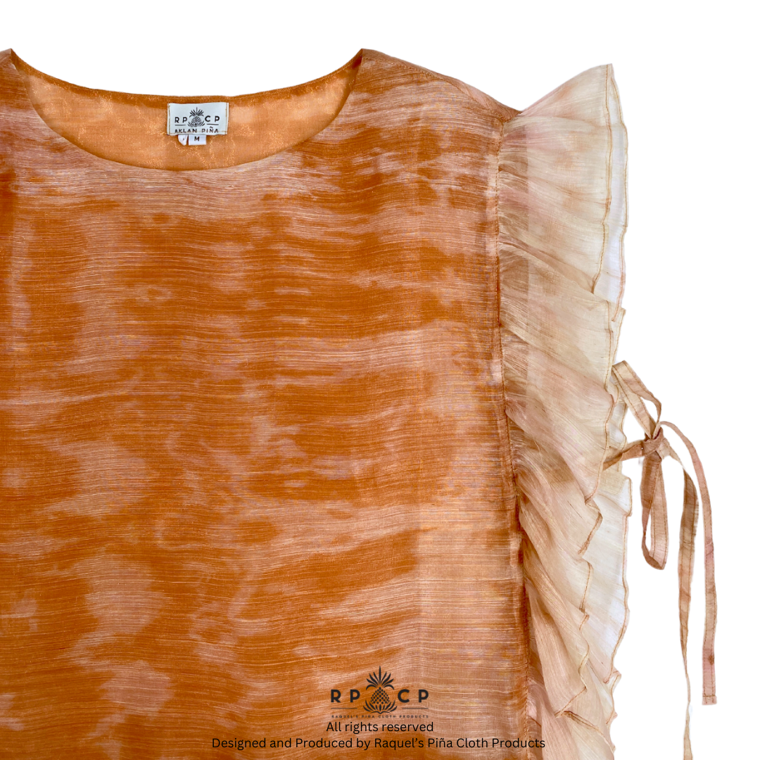 PIÑA PONCHO (MAHOGANY TIE-DYED)