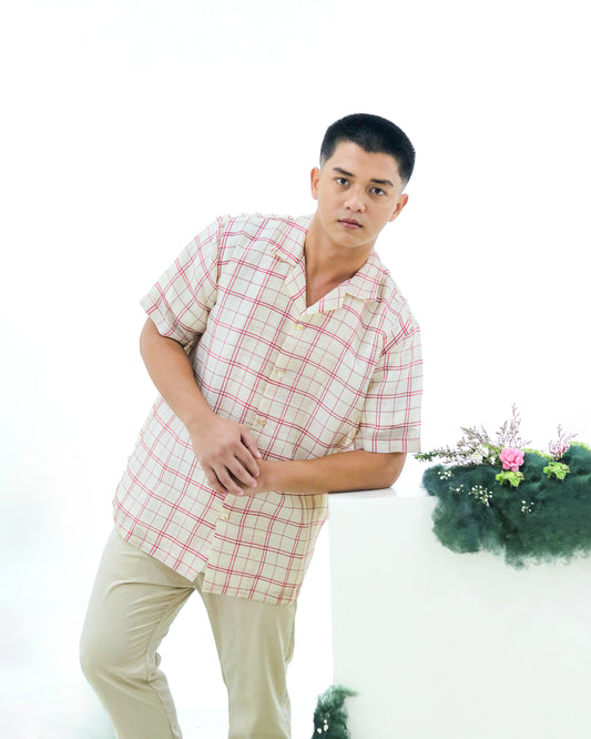 CHECKERED PIÑA BARONG SHORT SLEEVES